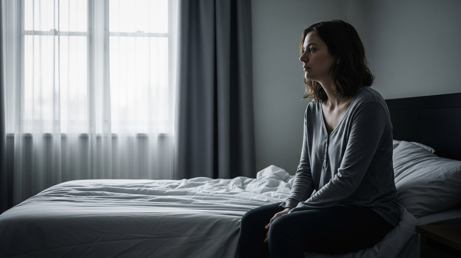 Couple emotionally distant in bed